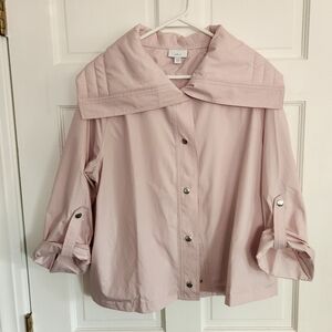 J. Jill Fit Light Blush Pink Oversized Button Up Windbreaker Size Small